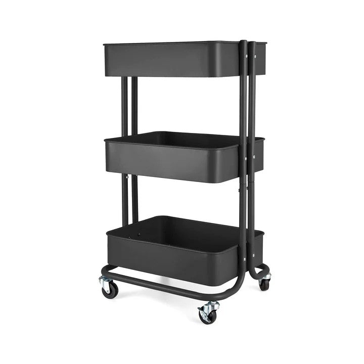 3 Tier Sturdy Metal Storage Trolley on Wheels