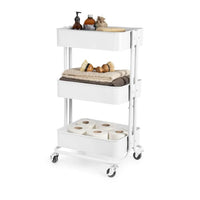 3 Tier Sturdy Metal Storage Trolley on Wheels