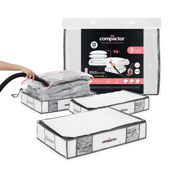 Set of 3 Large Semi Rigid Vacuum Storage Boxes