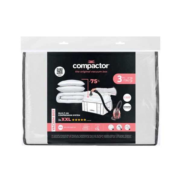 Set of 3 XXL Semi Rigid Vacuum Storage Boxes White