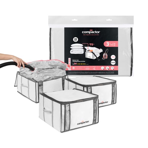 Set of 3 Medium Semi Rigid Vacuum Storage Boxes White