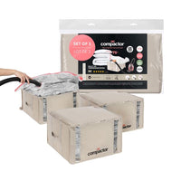 Set of 3 Medium Semi Rigid Vacuum Storage Boxes Biege