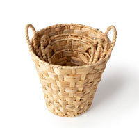 Set of 4 Round Water Hyacinth baskets with Handles