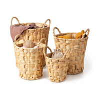 Set of 4 Round Water Hyacinth baskets with Handles