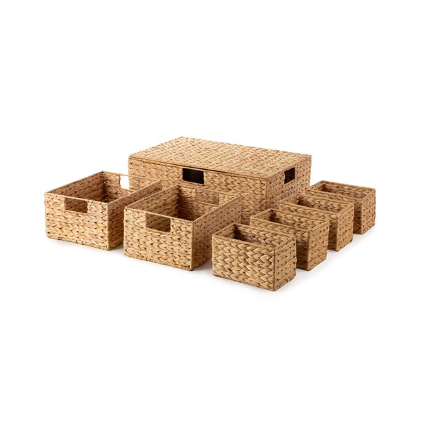 Set of 7 Water Hyacinth Rectangle Baskets
