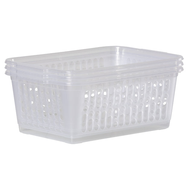 Pack of 3 - Medium Plastic Handy Tidy Storage Basket