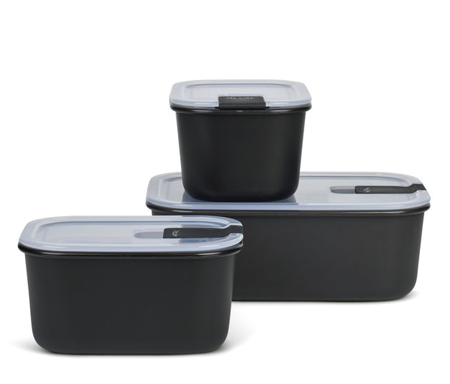 Mepal EasyClip Medium 3-Piece Food Storage Box Set Nordic Black